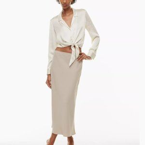 Aritzia Tie Front Satin Blouse